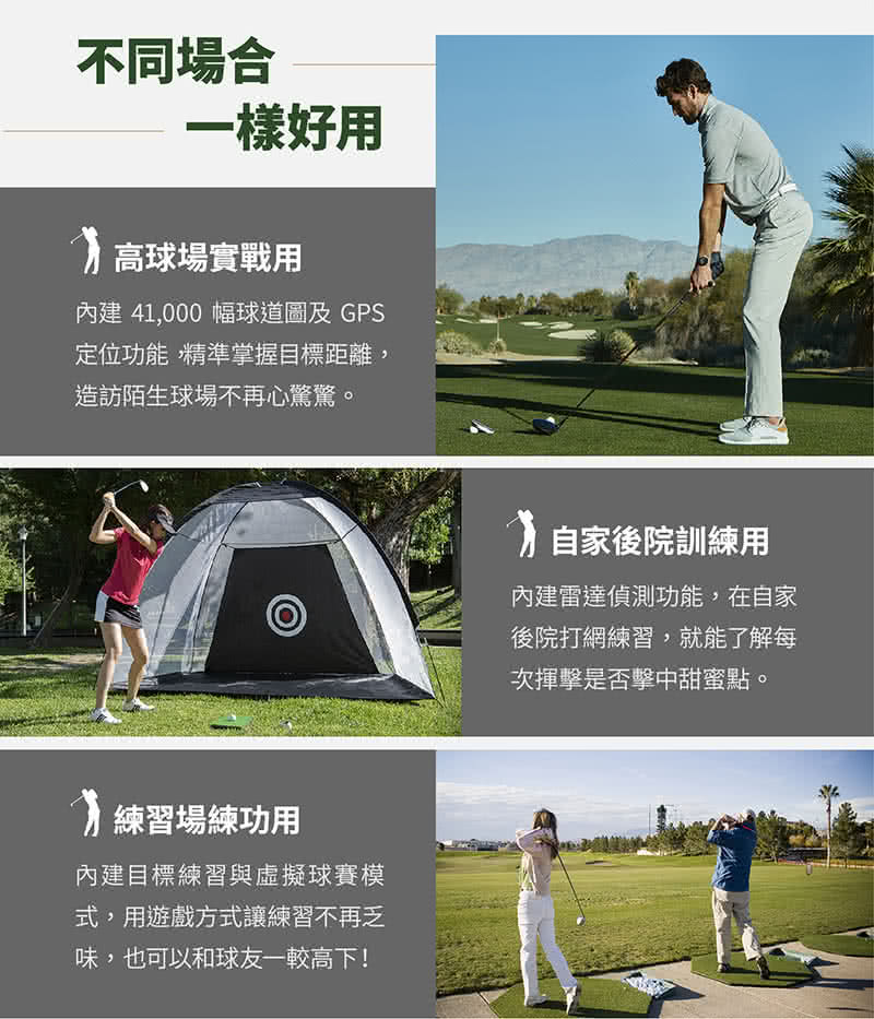 內建 41,000 幅球道圖及 GPS