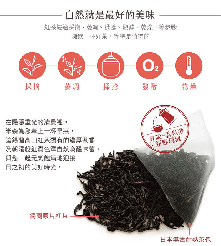 紅茶經過採摘、萎凋、揉捻、發酵、乾燥等步驟