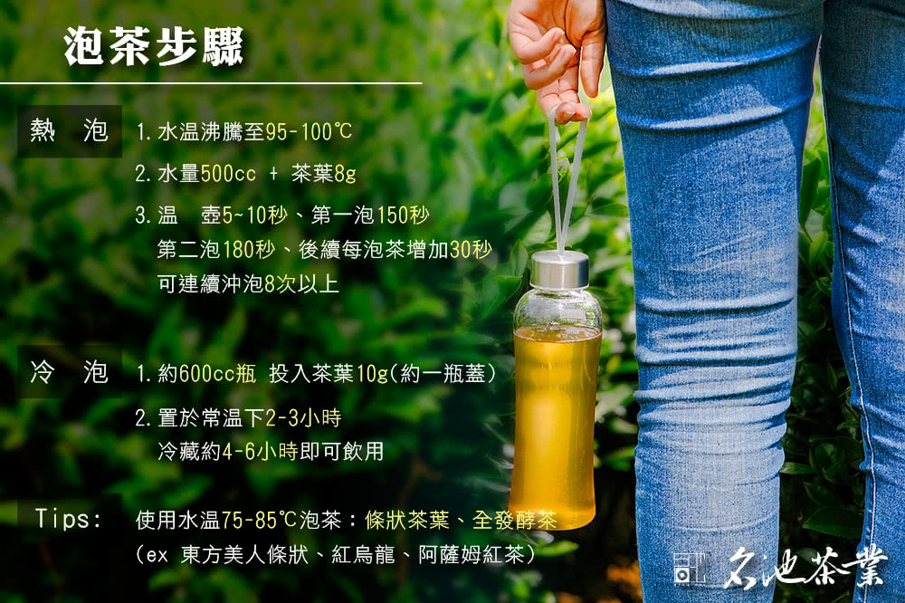 1. 約600cc瓶 投入茶葉10g約一瓶蓋