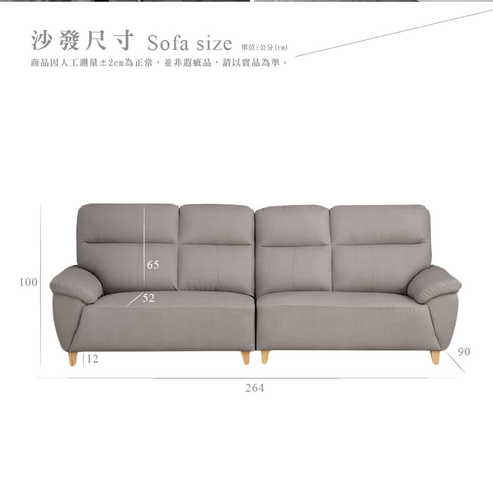 沙發尺寸 Sofa size單位:公分(商品因人工測量±為正常,並非疵品,請以實品為準。10012655226490