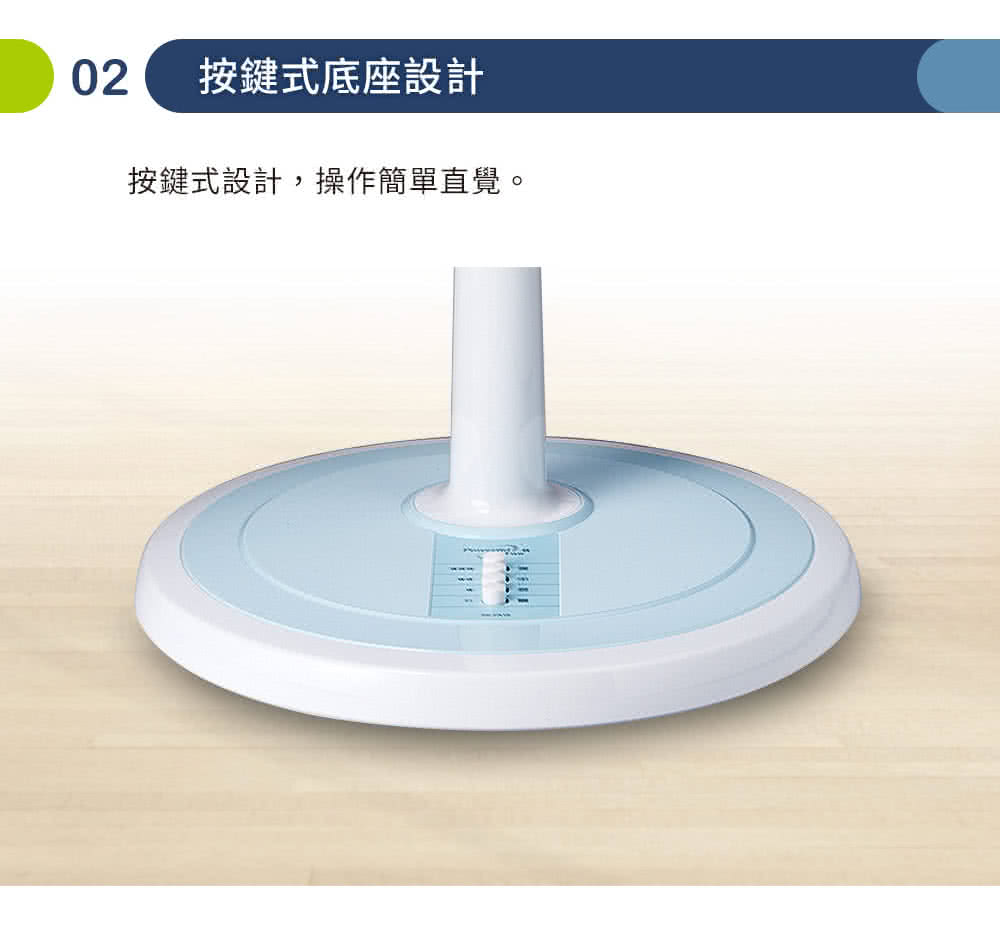 02 按鍵式底座設計 按鍵式設計,操作簡單直覺。