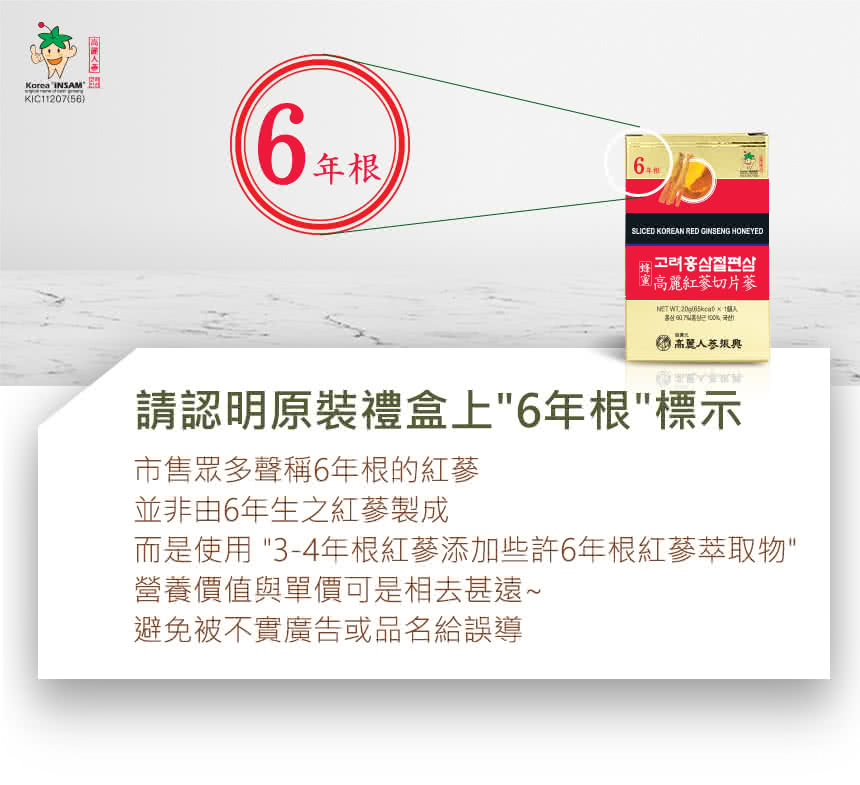 而是使用 34年根紅蔘添加些許6年根紅蔘萃取物