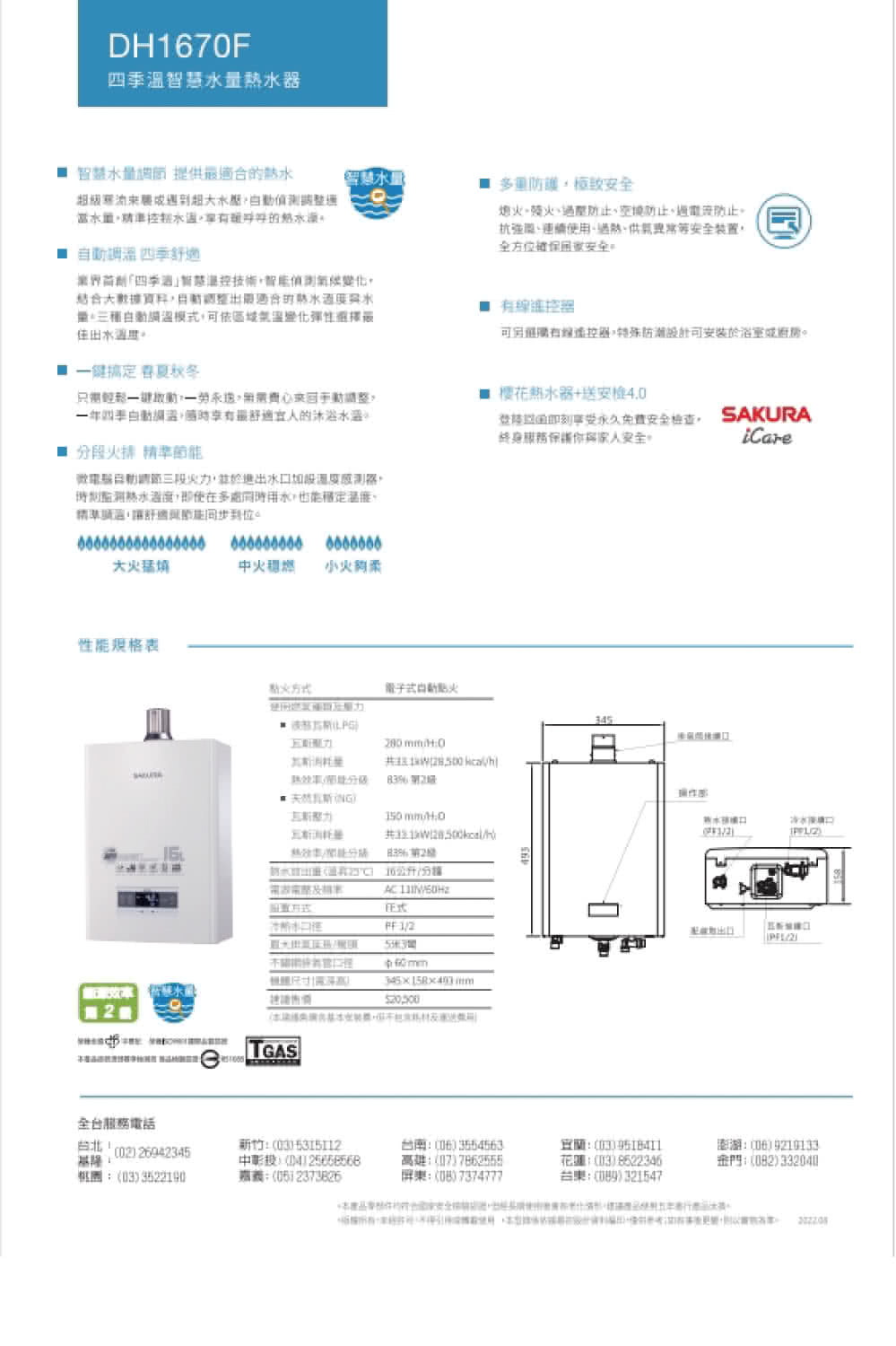 可另選購有線遙控器,特殊防潮設計可安裝於浴室或廚房。