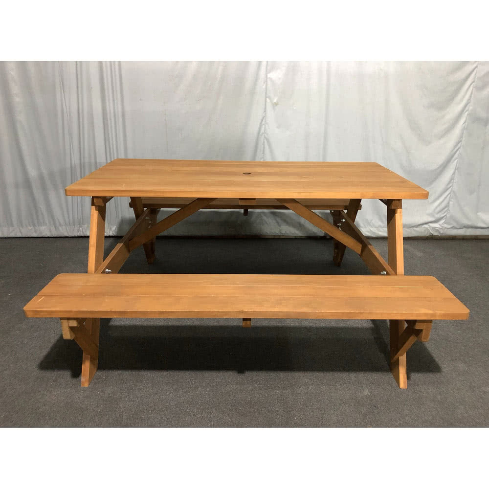 Brother 兄弟牌 四尺黃柏野餐啤酒桌 九尺木柄傘米白及綠色任選 12kg鑄鐵傘座 戶外桌椅 Momo購物網