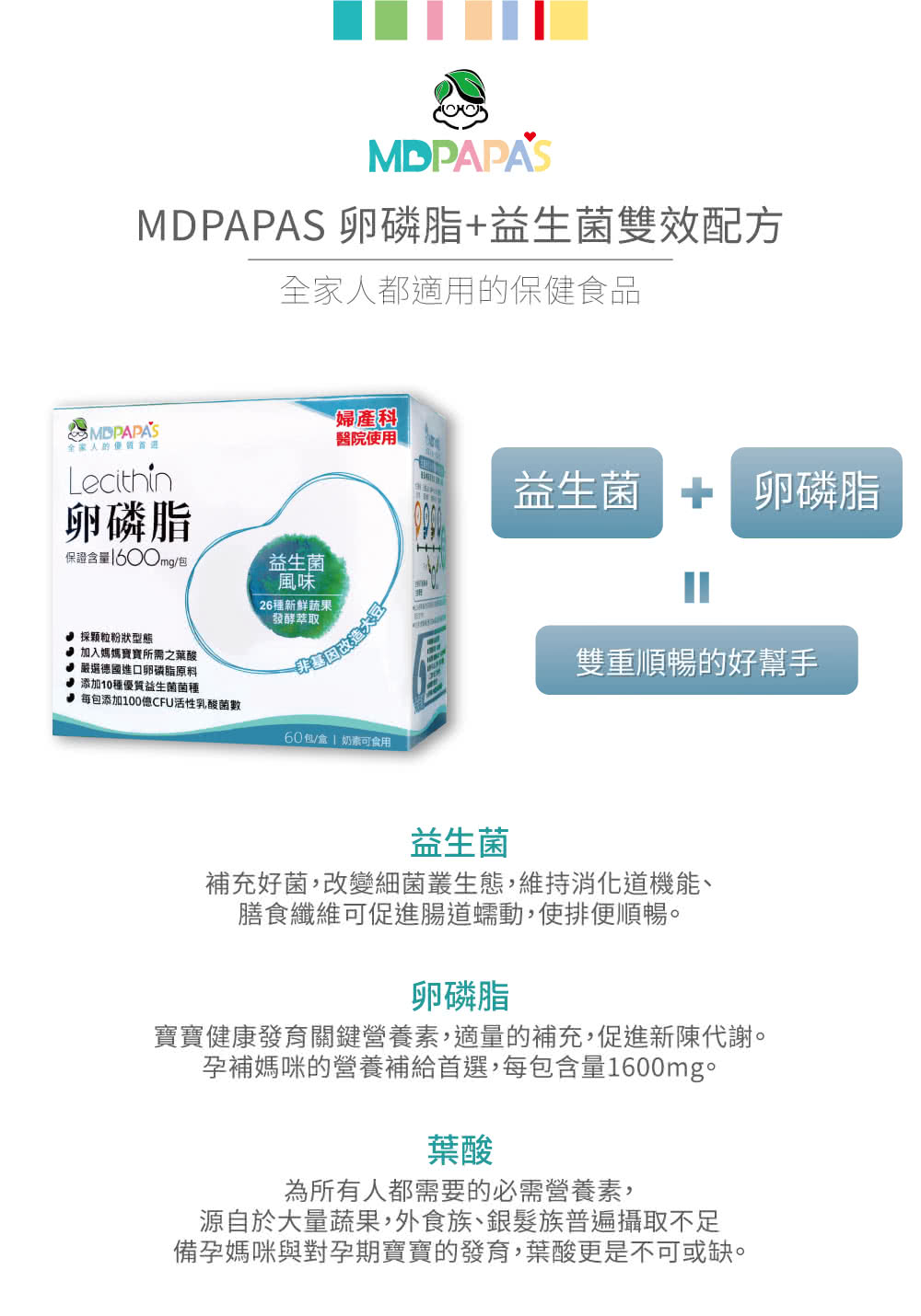 Mdpapas 卵磷脂 益生菌 蔓越莓配方 60入家庭號 孕期保養 哺乳必備 2入組 Momo購物網