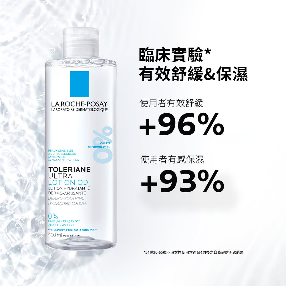 臨床實驗 有效舒緩保濕 使用者有效舒緩 使用者有感保濕 54位2665歲亞洲女性使用本產品4周後之自我評估測試結果 