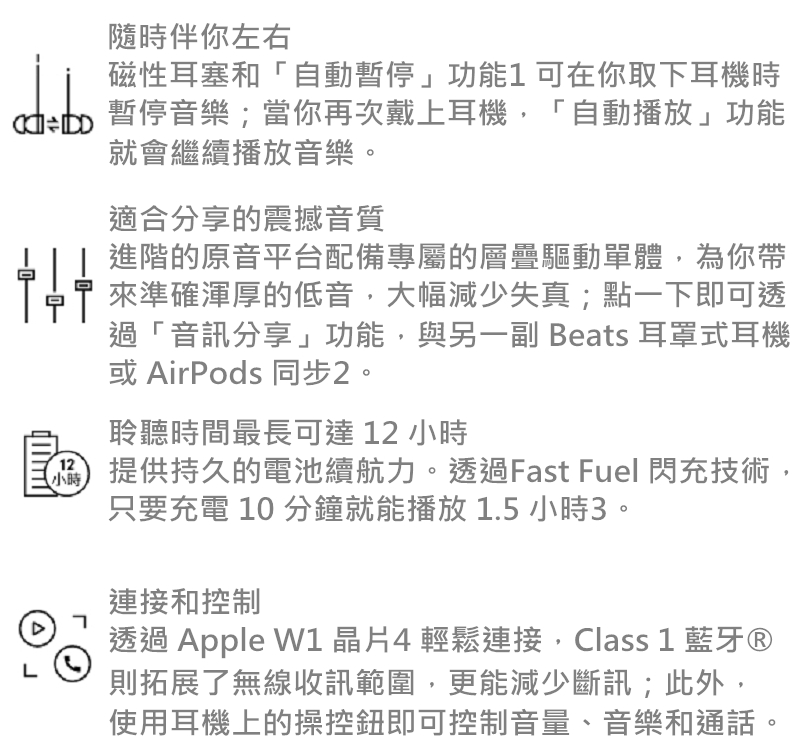 透過 Apple W1 晶片4 輕鬆連接,Class 1 藍牙