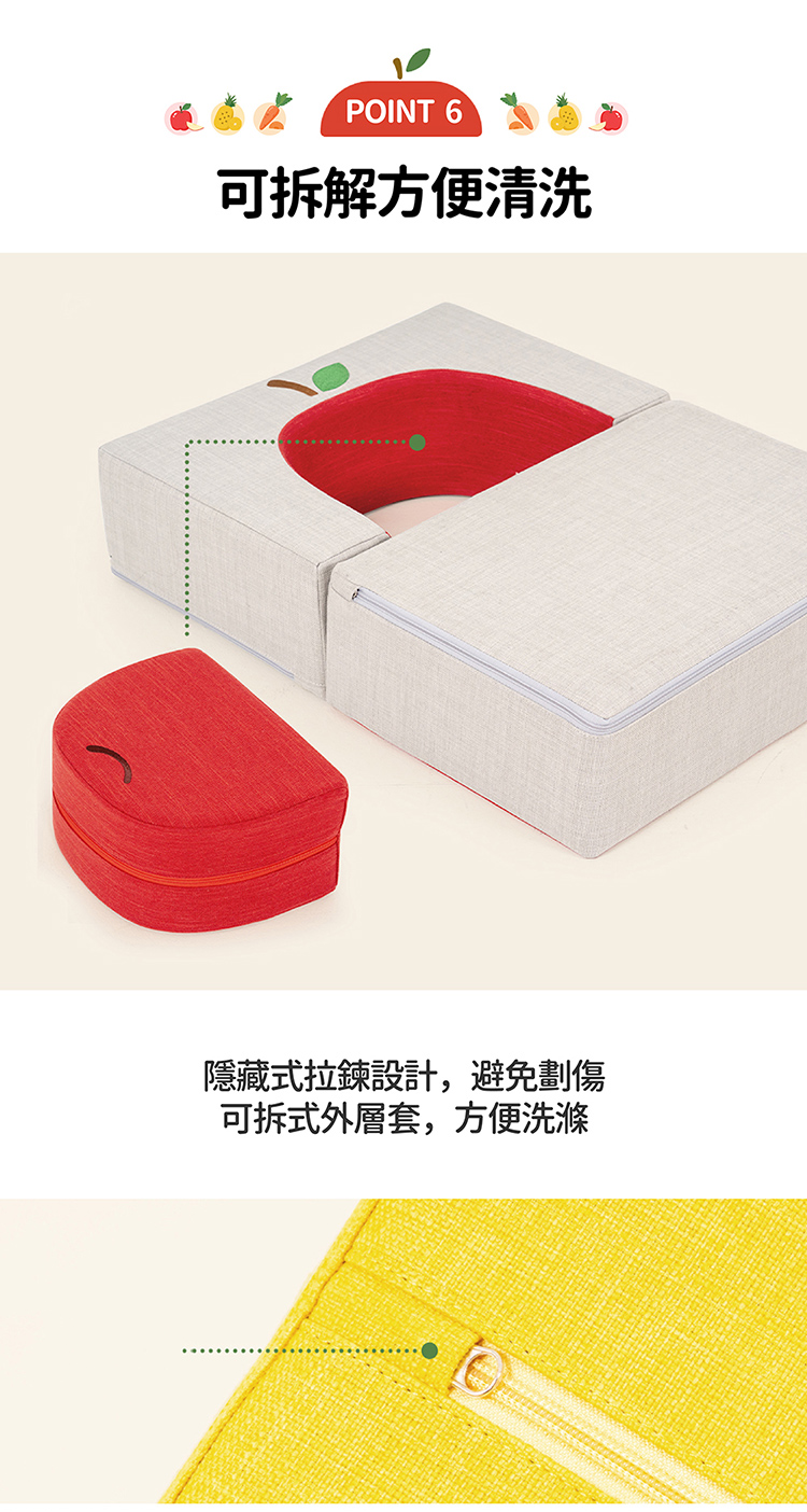 可拆解方便清洗 隱藏式拉鍊設計,避免劃傷 可拆式外層套,方便洗滌 