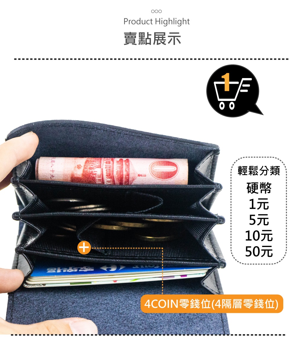 4COIN零錢位4隔層零錢位