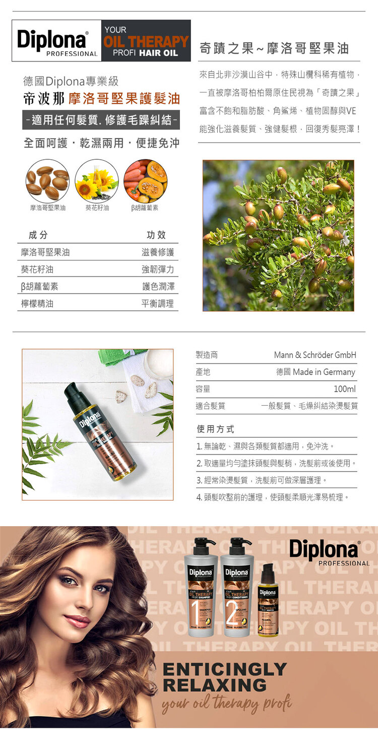 德國 Diplona 摩洛哥堅果護髮油 100ml