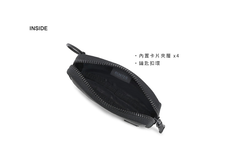 ,內置卡片夾層 x4 .鑰匙扣環 