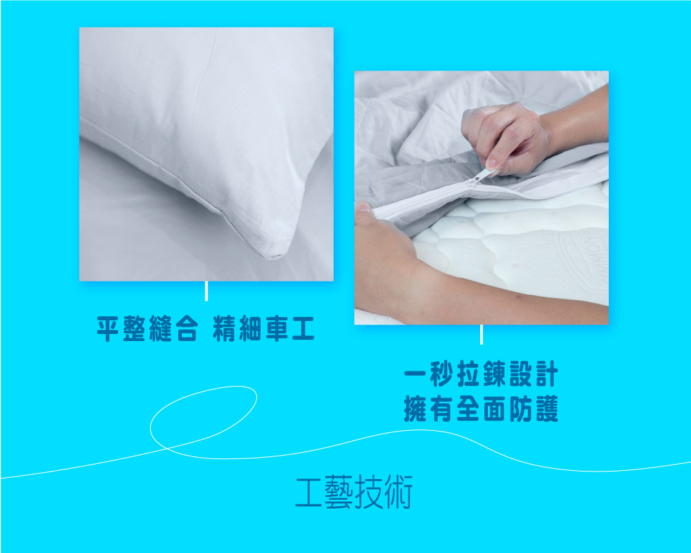 平整縫合 精細車工 工藝技術 一秒拉鍊設計 擁有全面防護 