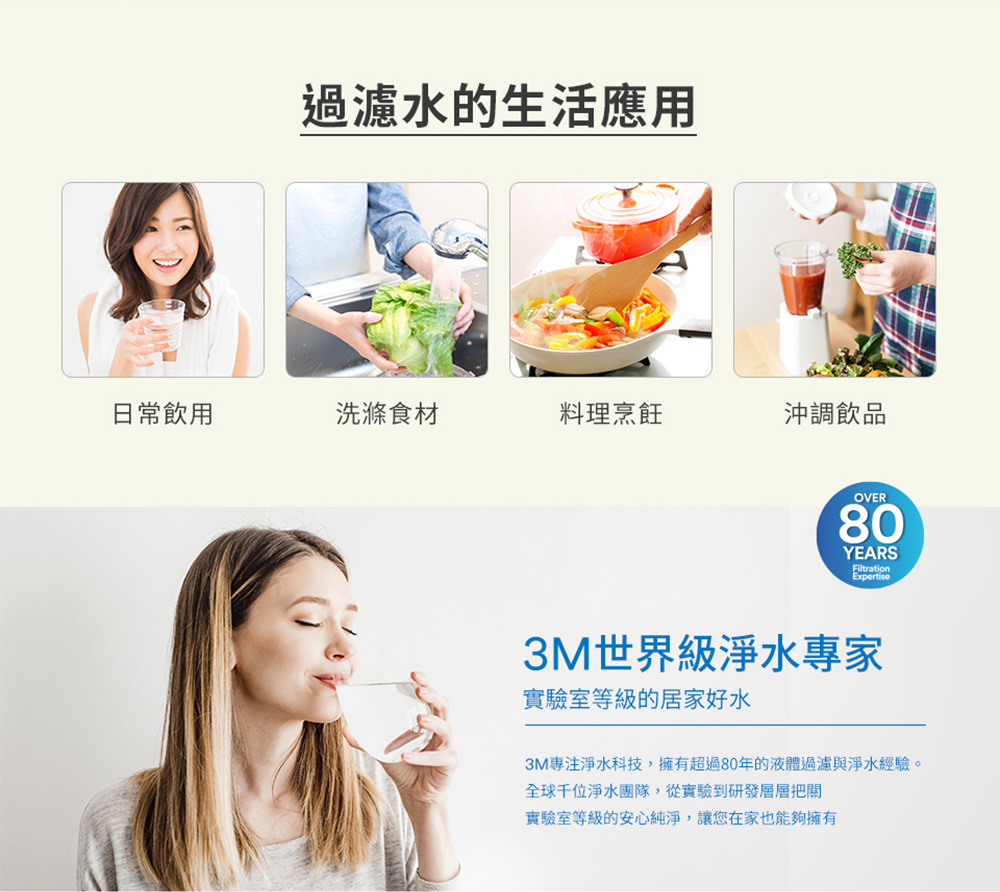 3M專注淨水科技,擁有超過80年的液體過濾與淨水經驗。