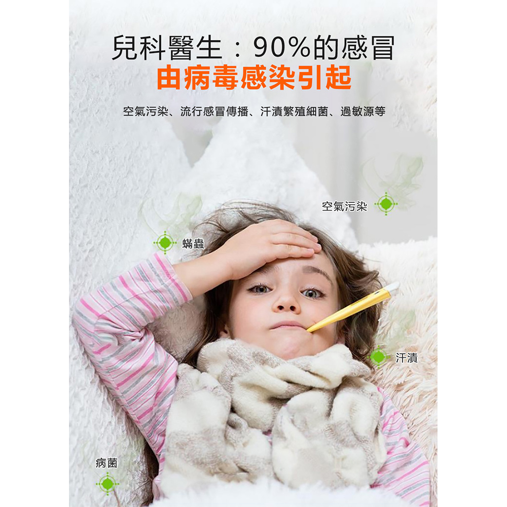 空氣污染、流行感冒傳播、汗清繁殖細菌、過敏源等