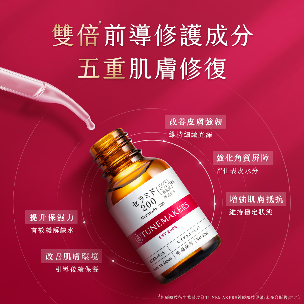 神經醯胺衍生物濃度為TUNEMAKERS神經醯胺原液未在台販售之2倍