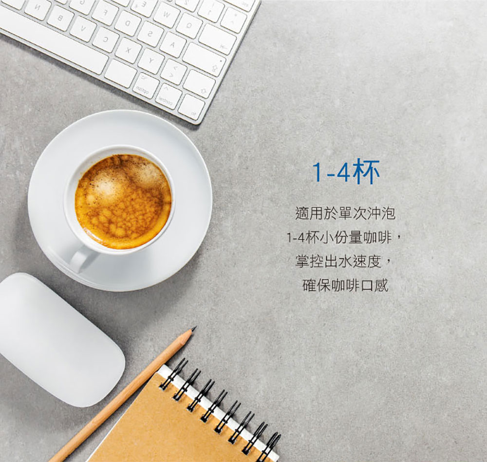 14杯 適用於單次沖泡 14杯小份量咖啡, 掌控出水速度, 確保咖啡口感