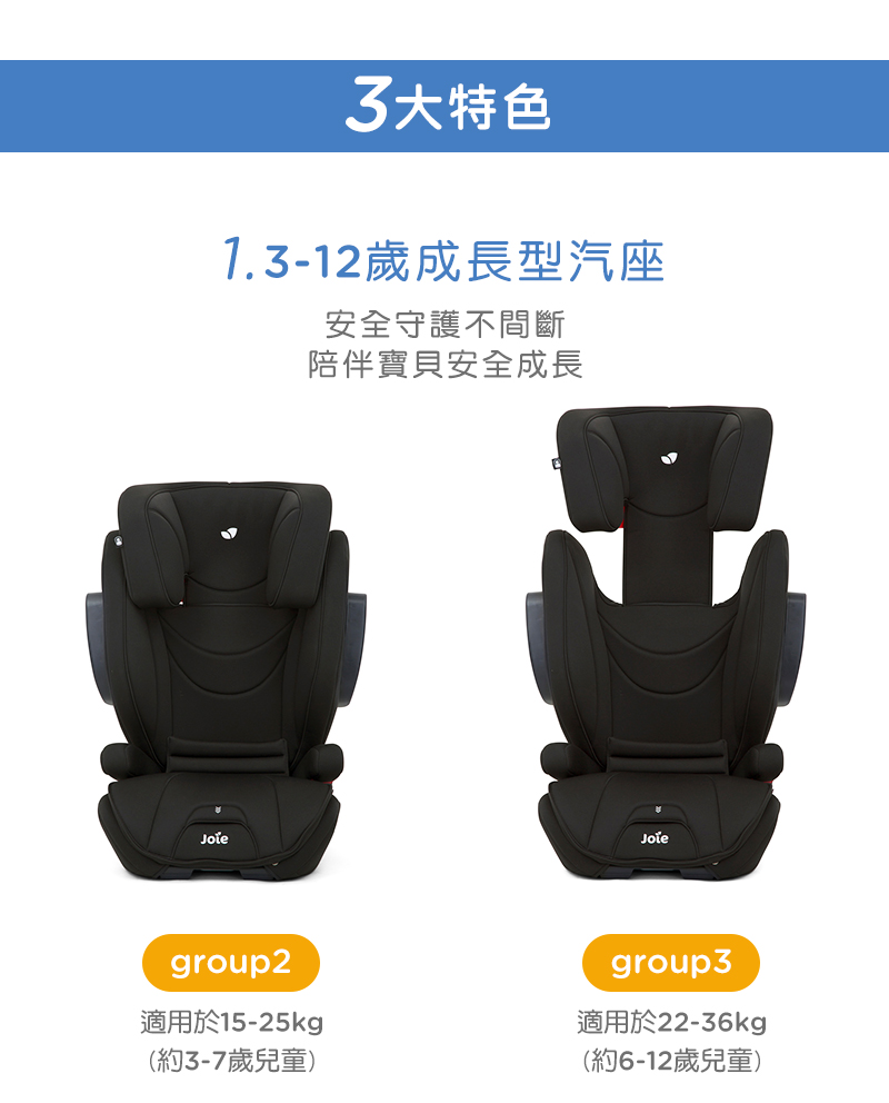Joie - traver 3-12歲isofix成長型汽座/安全座椅(2色選擇)-灰色