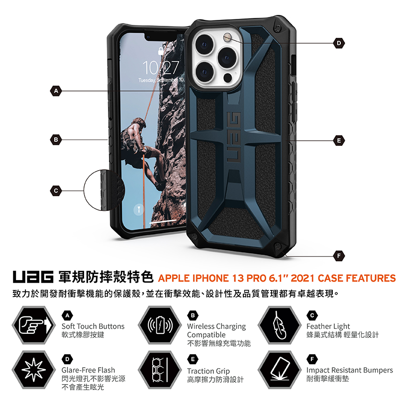 UEG 軍規防摔殼特色 APPLE IPHONE 13 PRO 6.1 2021 CASE FEATURES