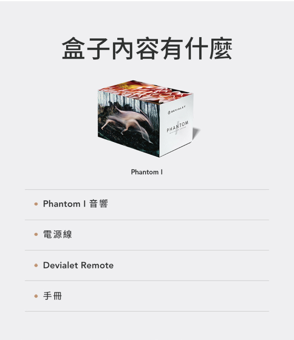 盒子內容有什麼 Phantom I 音響 電源線 手冊 