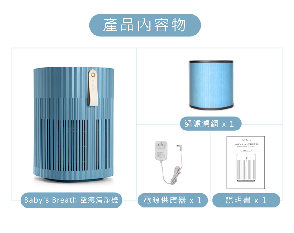 產品內容物 過濾濾網 x 1 電源供應器 x 1 說明書x1 