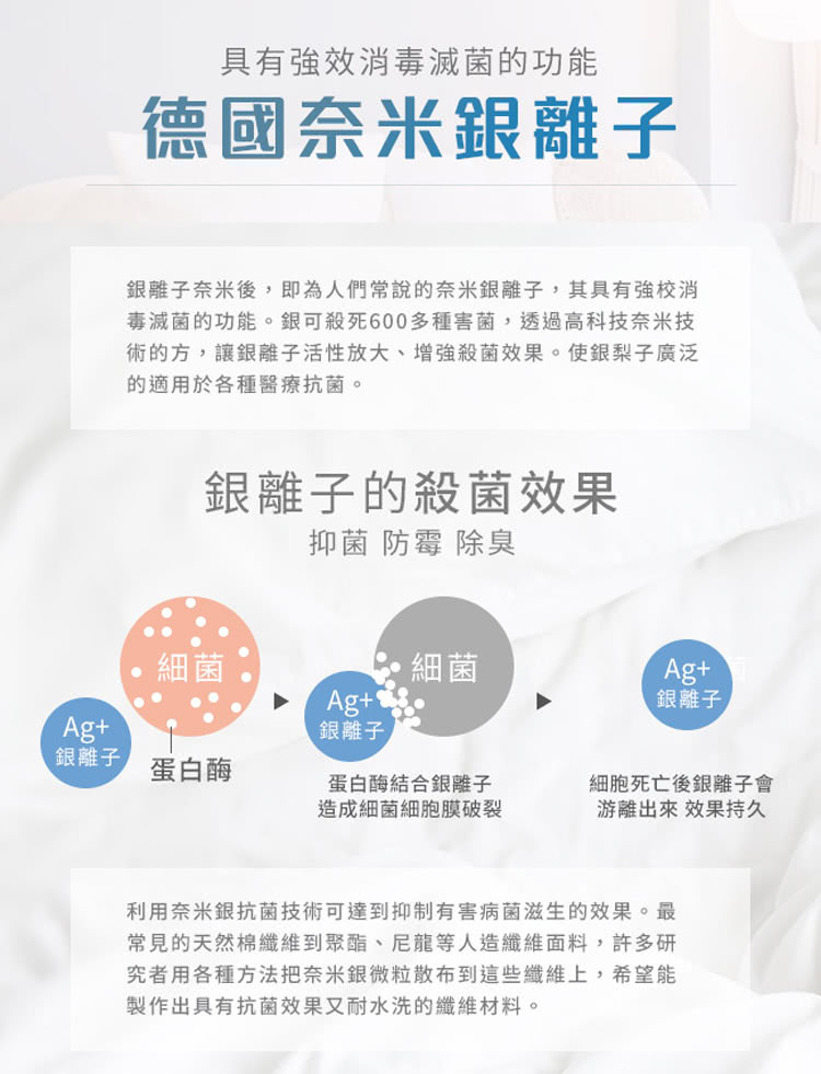 毒減菌的功能。銀可殺死600多種害菌,透過高科技奈米技