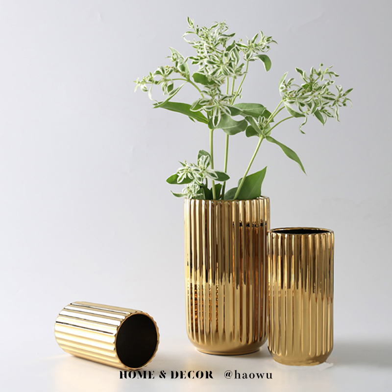 好物良品 高款 簡約豎紋陶瓷花瓶花藝花器插花裝飾品桌面餐桌擺飾 金色 大理石紋 Momo購物網 好評推薦 23年1月