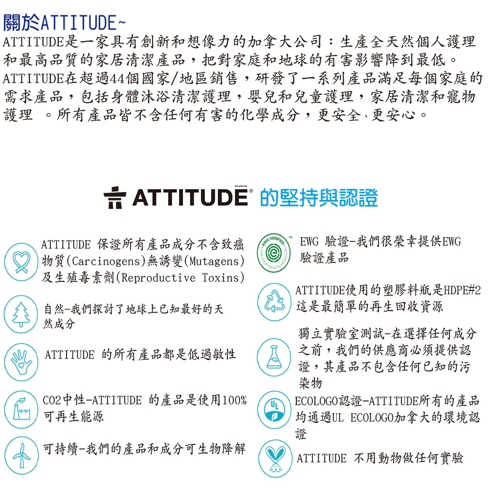 ATTITUDE在超過44個 國家地區銷售,研發了一系列產品滿足每個家庭的