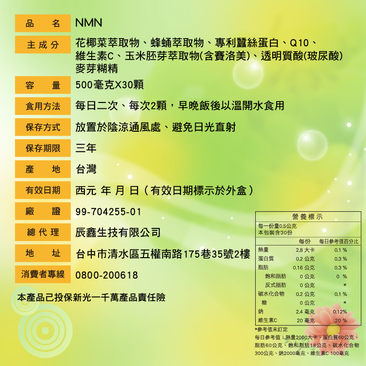 花椰菜萃取物、蜂蛹萃取物、專利蠶絲蛋白、Q10、