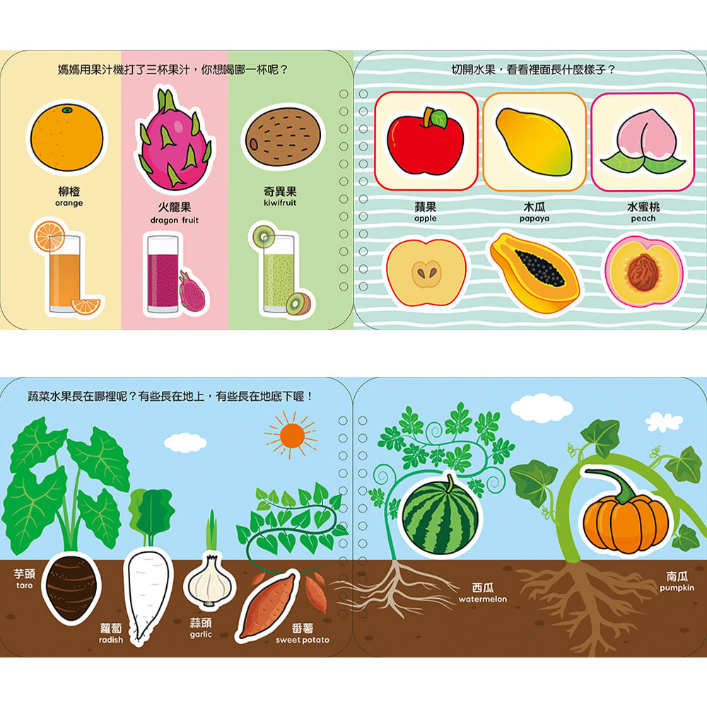 寶寶認知黏貼書+寶寶認知塗色本-蔬菜水果