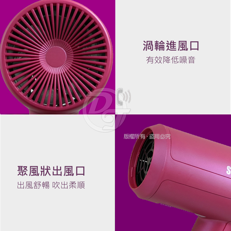 渦輪進風口 有效降低噪音 版權所有,盗用必究 聚風狀出風口 出風舒暢吹出柔順 