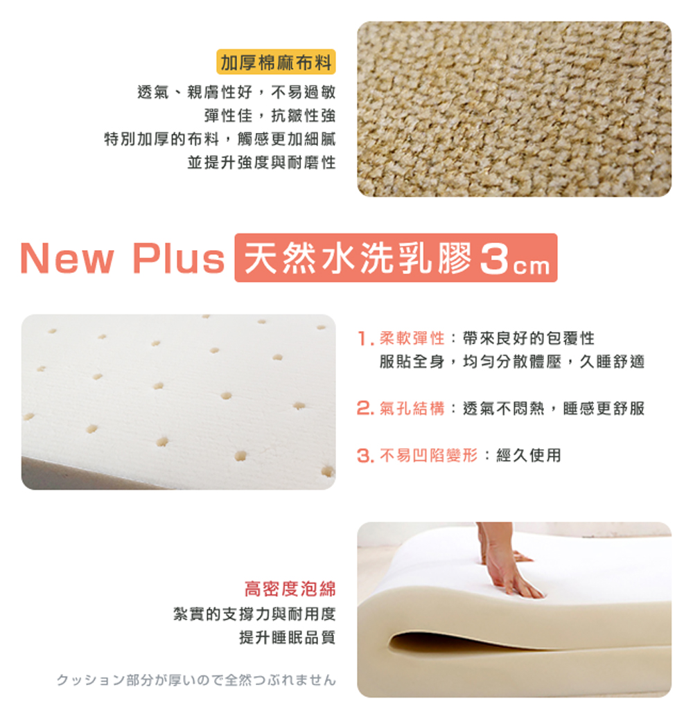 New Plus 天然水洗乳膠 3 cm
