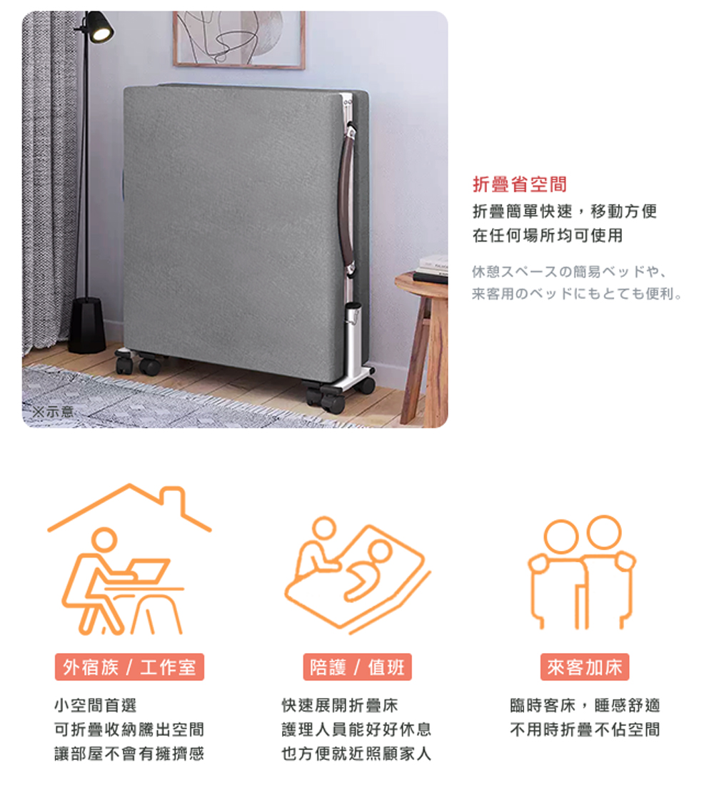 折疊簡單快速,移動方便