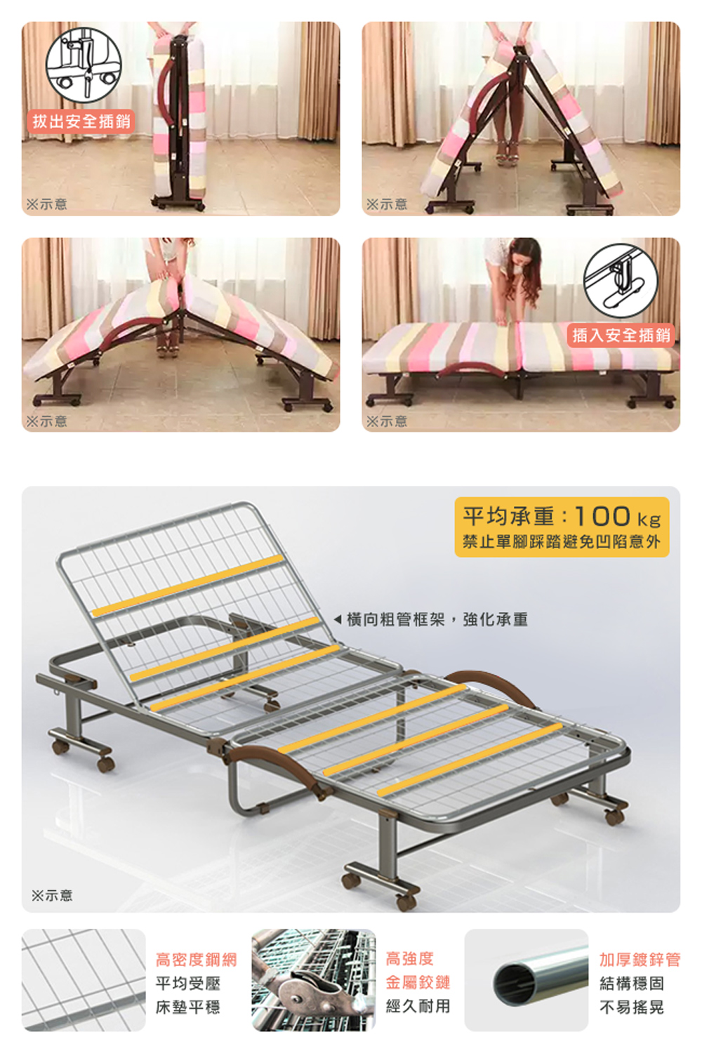 禁止單腳踩踏避免凹陷意外