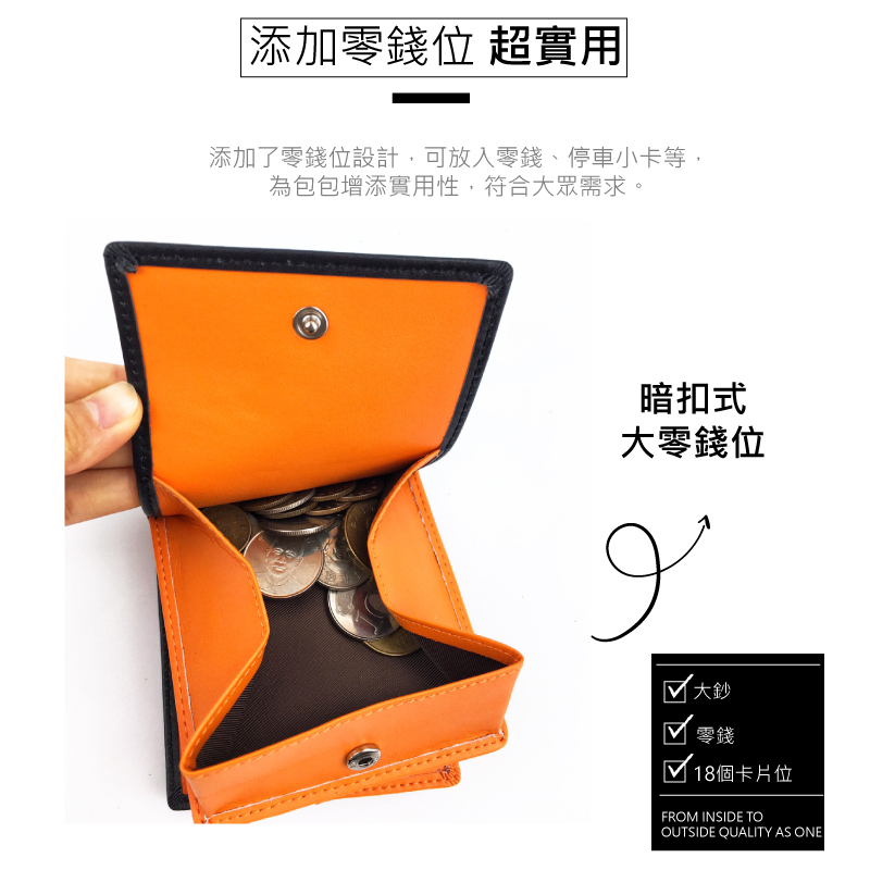 添加了零錢位設計,可放入零錢、停車小卡等,
