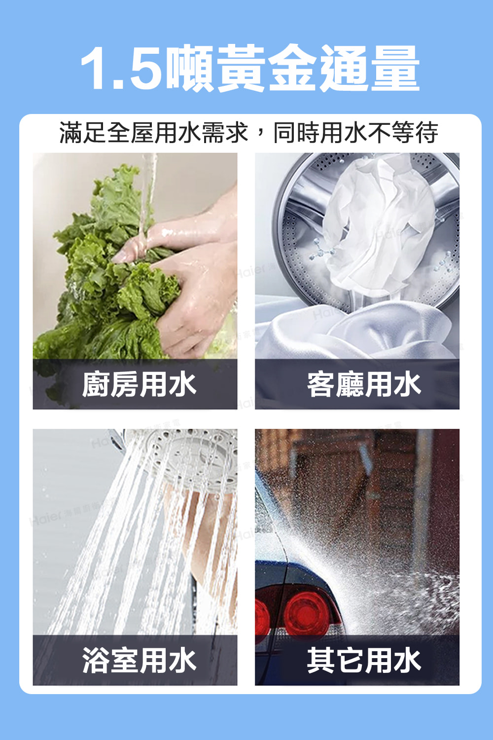 滿足全屋用水需求,同時用水不等待