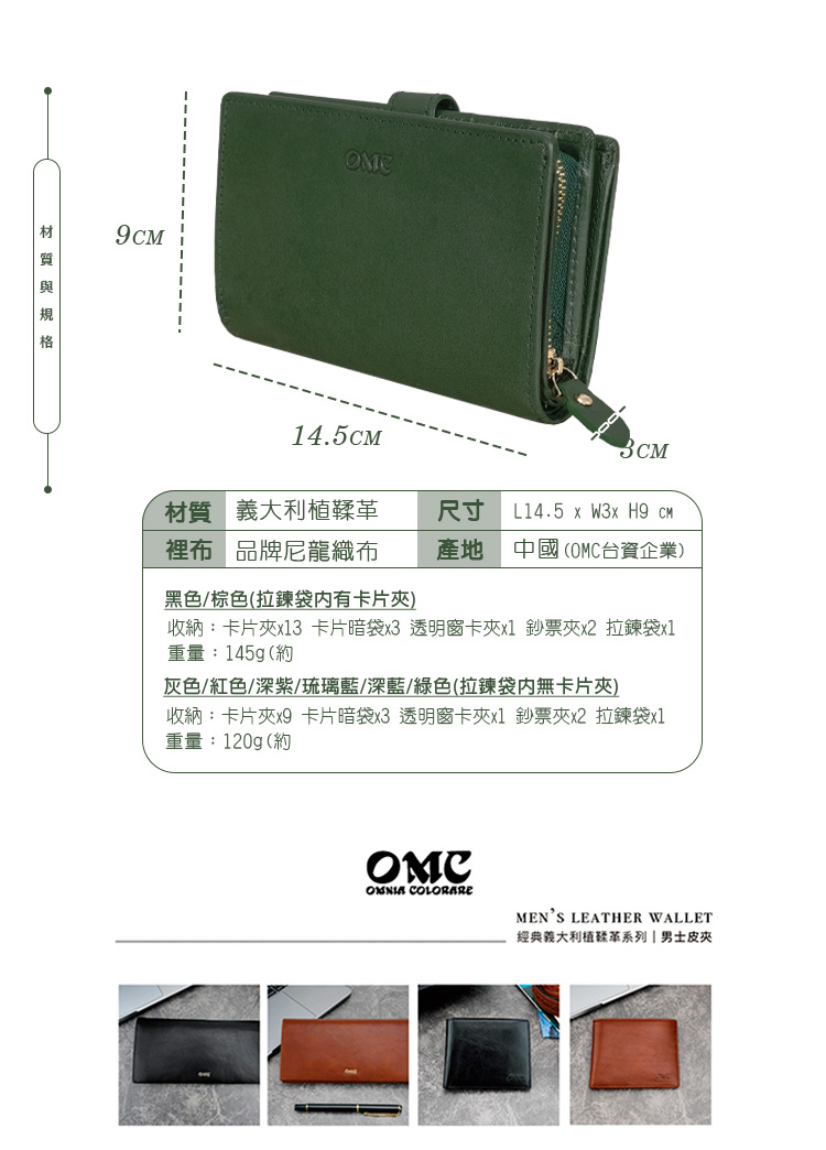 收納卡片夾x13 卡片暗袋x3 透明窗卡夾x1 鈔票夾x2 拉鍊袋x1