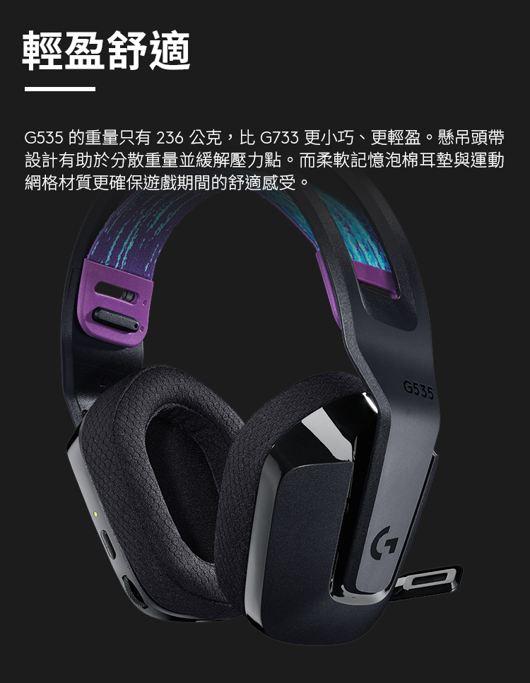 è¼çèé© G535 çééåªæ 236 å¬å,æ¯ G733 æ´å°å·§ãæ´è¼çãæ¸åé ­å¸¶ è¨­è¨æå©æ¼åæ£ééä¸¦ç·©è§£å£åé»ãèæè»è¨æ¶æ³¡æ£è³å¢èéå ç¶²æ ¼æè³ªæ´ç¢ºä¿éæ²æéçèé©æåã 