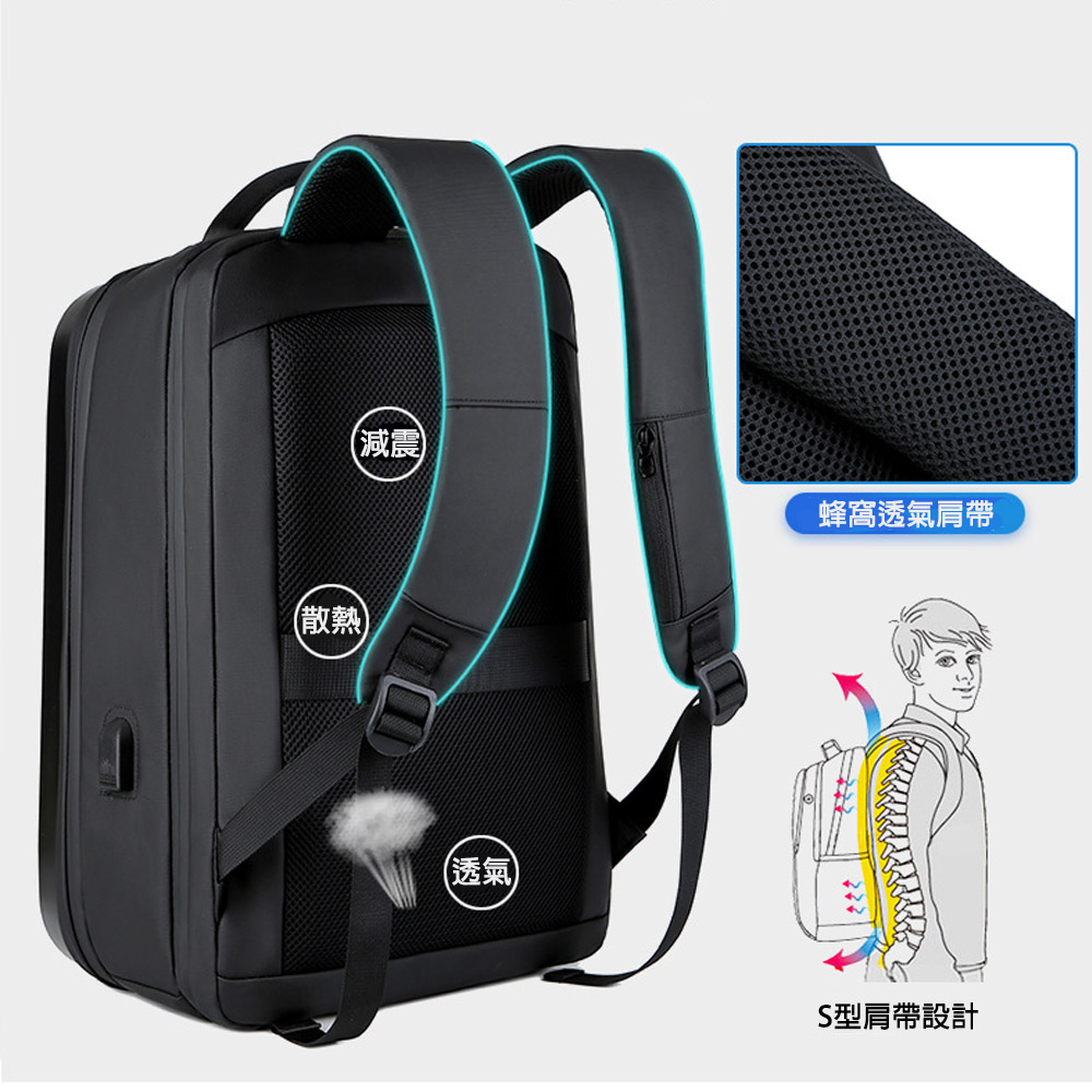 減震 散熱 透氣 蜂窩透氣肩帶 S型肩帶設計