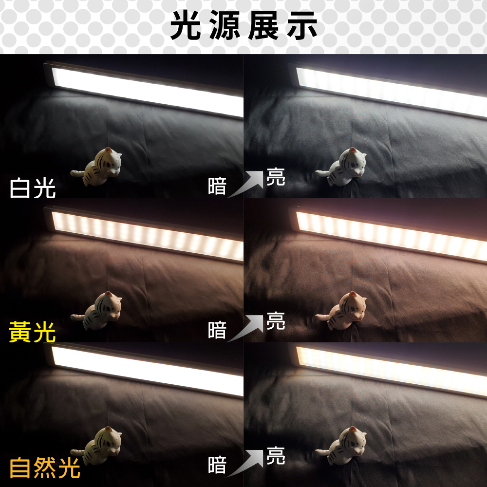 白光 黃光 自然光 光源展示 暗亮