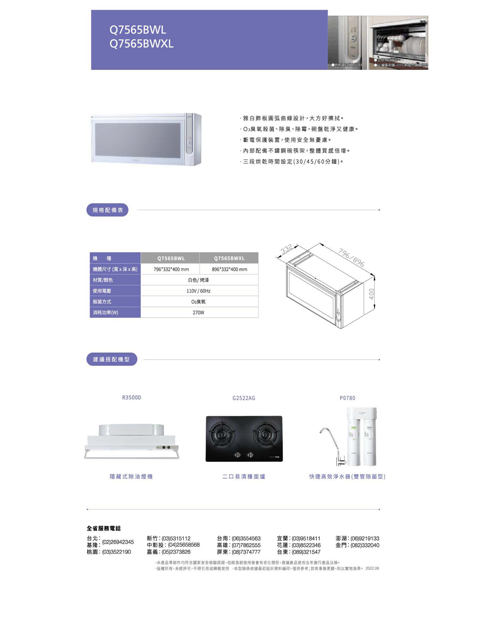 版權所有,未經許可,不得引用或轉載使用,本型錄係依據最初設計資料編印,僅供參考如有事後更變,則以實物為準。 2022.06