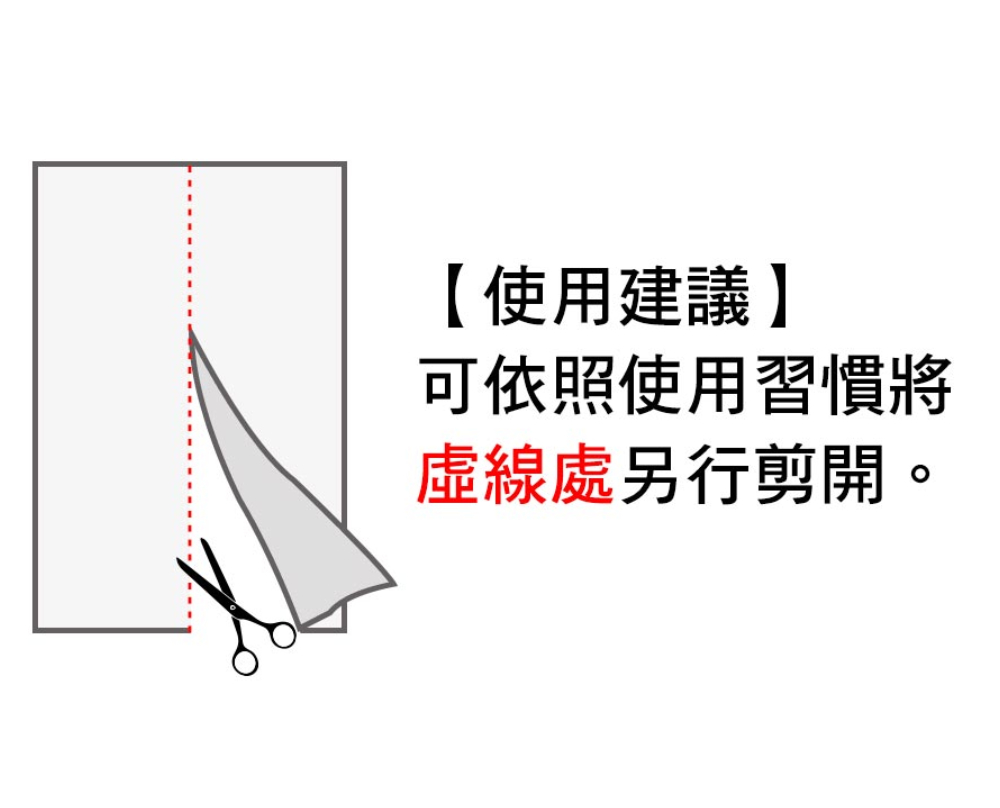使用建議 可依照使用習慣將 虛線處另行剪開。 