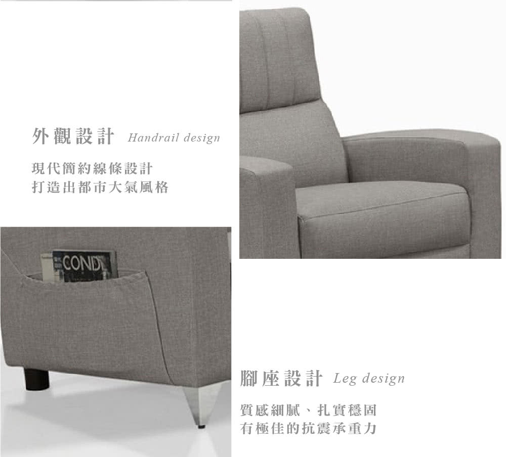 外觀設計 Handrail design現代簡約線條設計打造出都市大氣風格COND腳座設計 Leg design質感細膩、扎實穩固有極佳的抗震承重力