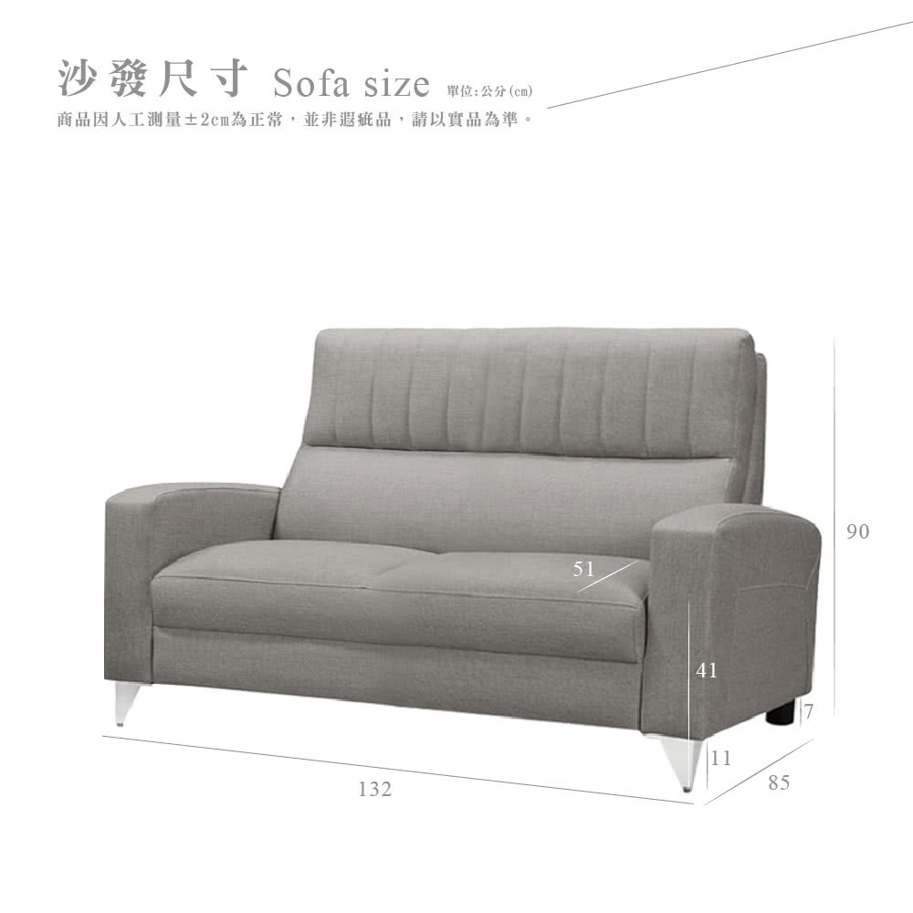 沙發尺寸 Sofa size單位:公分()商品因人工測量±2cm為正常,並非疵品,請以實品為準。51411321185790