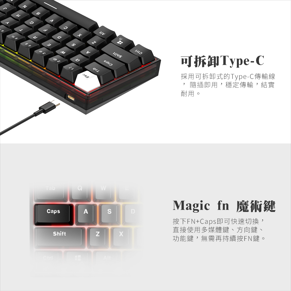採用可拆卸式的TypeC傳輸線