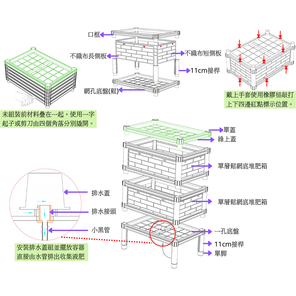 未組裝前材料疊在一起,使用一字