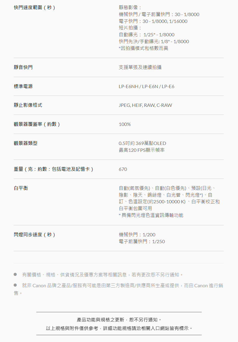 就非 Canon 品牌之產品服務有可能是由第三方製造商供應商所生產或提供,而由 Canon 進行銷