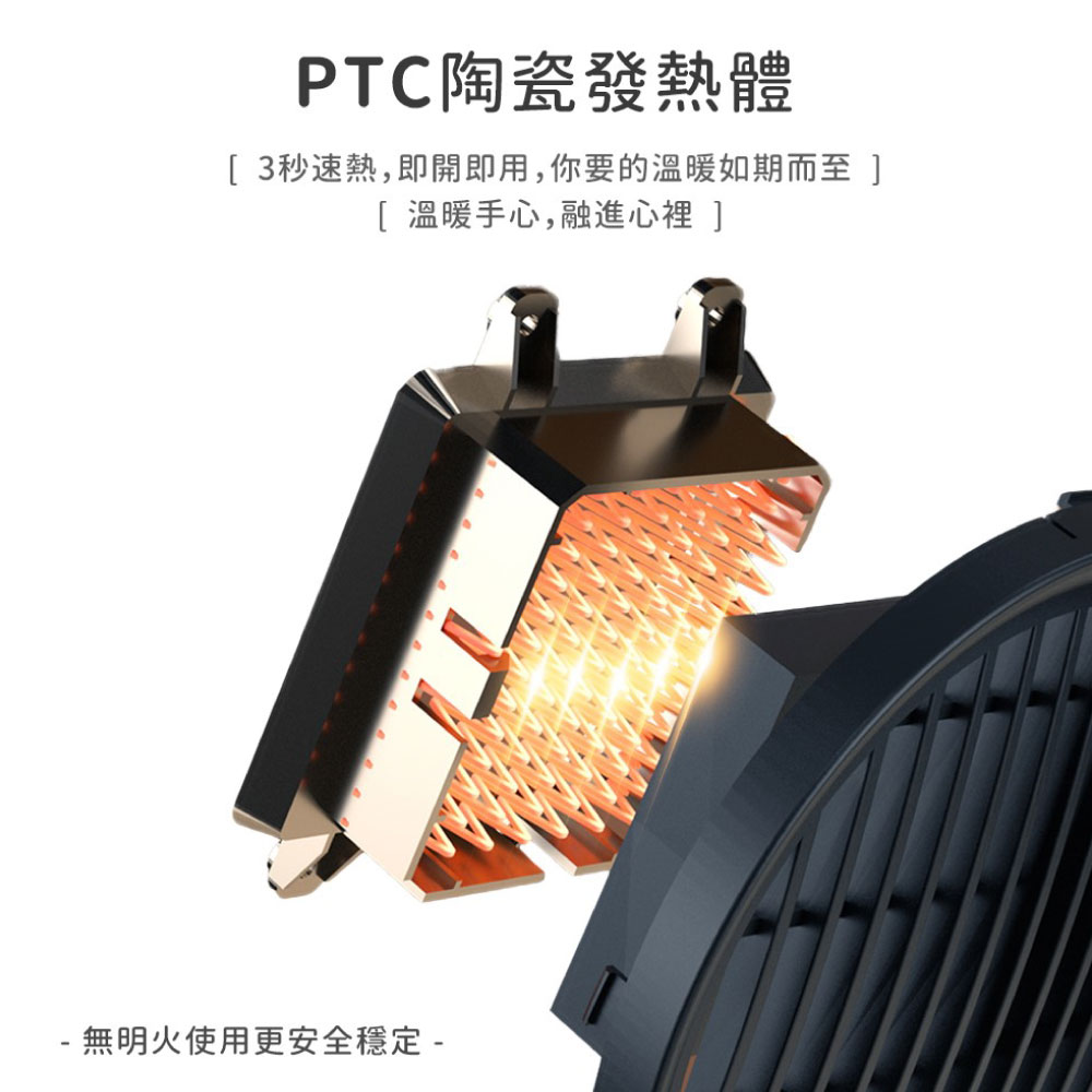 PTC陶瓷發熱體 3秒速熱,即開即用,你要的温暖如期而至 溫暖手心,融進心裡 無明火使用更安全穩定 
