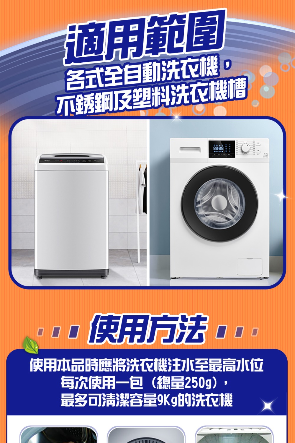 使用本品時應將洗衣機注水至最高水位