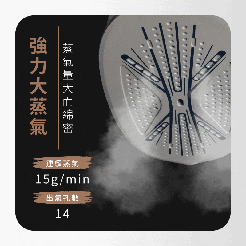 強力大蒸氣 蒸氣量大而綿密 連續蒸氣 出氣孔數 