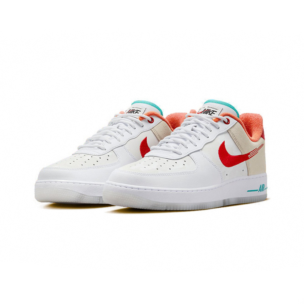 【NIKE 耐吉】Nike Air Force 1 Low Just Do It White Red Teal 兔年紅